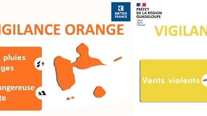 LA GUADELOUPE EN VIGILANCE ORANGE ET JAUNE
