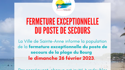 Poste de secours : fermeture exceptionnelle le dimanche 26 février