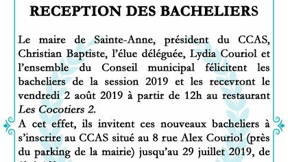 RECEPTION DES BACHELIERS 2019