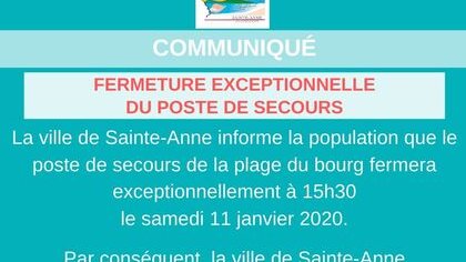FERMETURE EXCEPTIONNELLE DU POSTE DE SECOURS