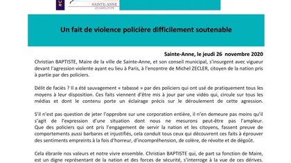 Communiqué : Soutien à Michel Zecler, victime de violences policière