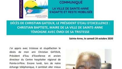 Hommage à M. Christian GATOUX, Président d'Eau d'Excellence
