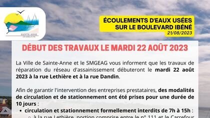 Assainissement : début des travaux le mardi 22 août 2023