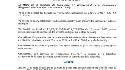 FERMETURE EXCEPTIONNELLE DU POSTE DE SECOURS