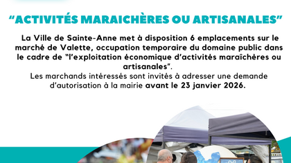 &#128226; AVIS DE PUBLICITÉ – Activités maraichères ou artisanales