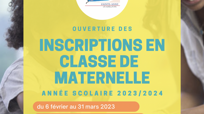 INSCRIPTIONS 2023/2024 EN MATERNELLE
