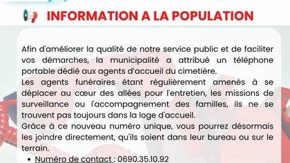 Un nouveau numéro pour joindre les agents d'accueil du cimetière
