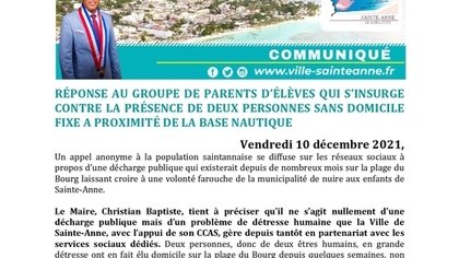 RÉPONSE AU GROUPE DE PARENTS D'ÉLÈVES QUI S'INSURGE CONTRE LA PRÉSENCE DE DEUX PERSONNES SANS DOMICILE FIXE A PROXIMITÉ DE LA BASE NAUTIQUE 