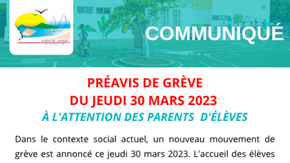 Mouvement social : des perturbations sont à prévoir dans les écoles ce jeudi 30 mars 2023