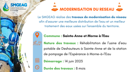 Travaux de modernisation du réseau de distribution de l'eau sur l'ensemble du territoire Guadeloupéen 