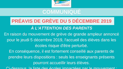 PREAVIS DE GREVE DU 5 DECEMBRE 2019 