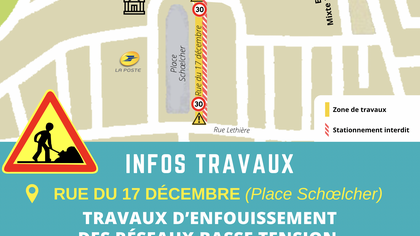 Place Schœlcher : travaux d'enfouissement des réseaux basse tension