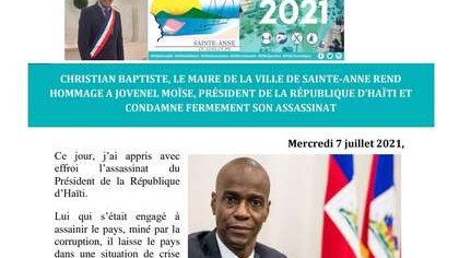 Hommage de Christian BAPTISTE suite à l'assassinat de Jovenel MOISE, le Président de la République d'Haïti