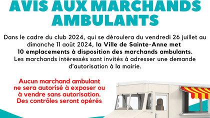 AVIS AUX MARCHANDS AMBULANTS