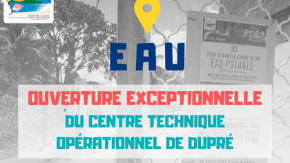 Ouverture exceptionnelle du C.T.O, ce dimanche 26 avril 2020, pour pallier les pertubations du réseau d'eau du SIAEAG 