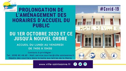 COVID19 : MAINTIEN DES HORAIRES AMENAGES