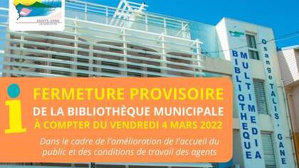 FERMETURE PROVISOIRE DE LA BIBLIOTHÈQUE MUNICIPALE