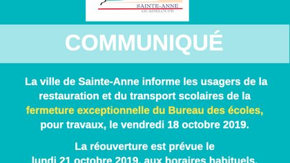 BUREAU DES ECOLES - Fermeture exceptionnelle