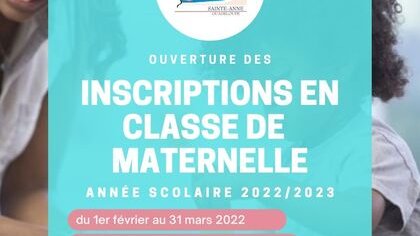 OUVERTURE DE LA CAMPAGNE D'INSCRIPTIONS 2022/2023 EN CLASSE DE MATERNELLE