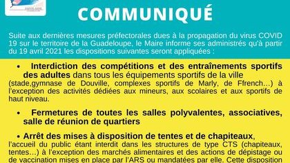DISPOSITIONS COVID S'APPLIQUANT A SAINTE-ANNE SUITE AUX DERNIERES MESURES PREFECTORALES