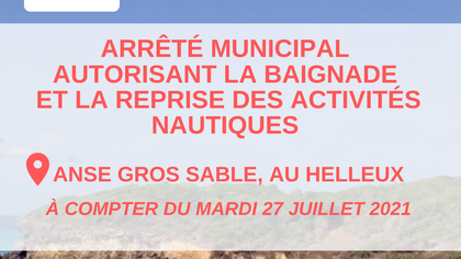 Levée de l'interdiction de baignade à l'Anse Gros Sable